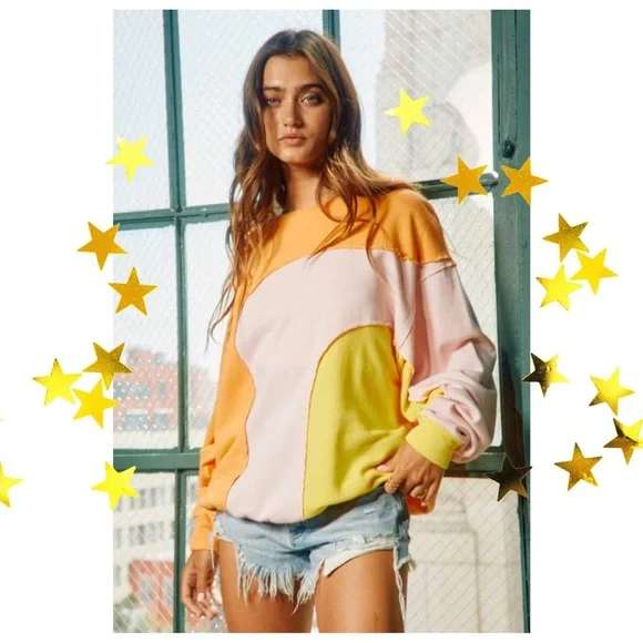 FP Inspired Ombré Pullover with Raw Edge Detail - Picture 1 of 6